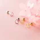 AIFENAO реальные 925 пробы Серебряное пустое сердце серьги для женщин Мода Винт-пуссеты в минималистском стиле ювелирные украшения для девочек, подарки для детей