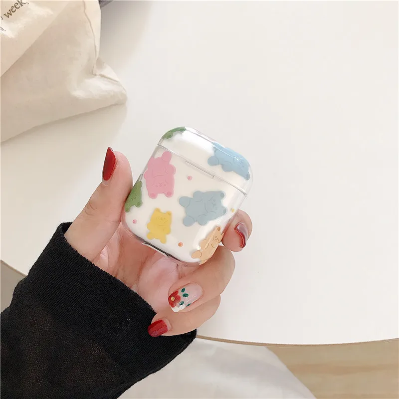 Style 1 Мультфильм Медведь Прозрачный bluetooth наушники чехол для Apple Airpods чехол Забавный Милый Жесткий Чехол Для Air pods 2 1 Наушники Капа - Цвет: Style 1