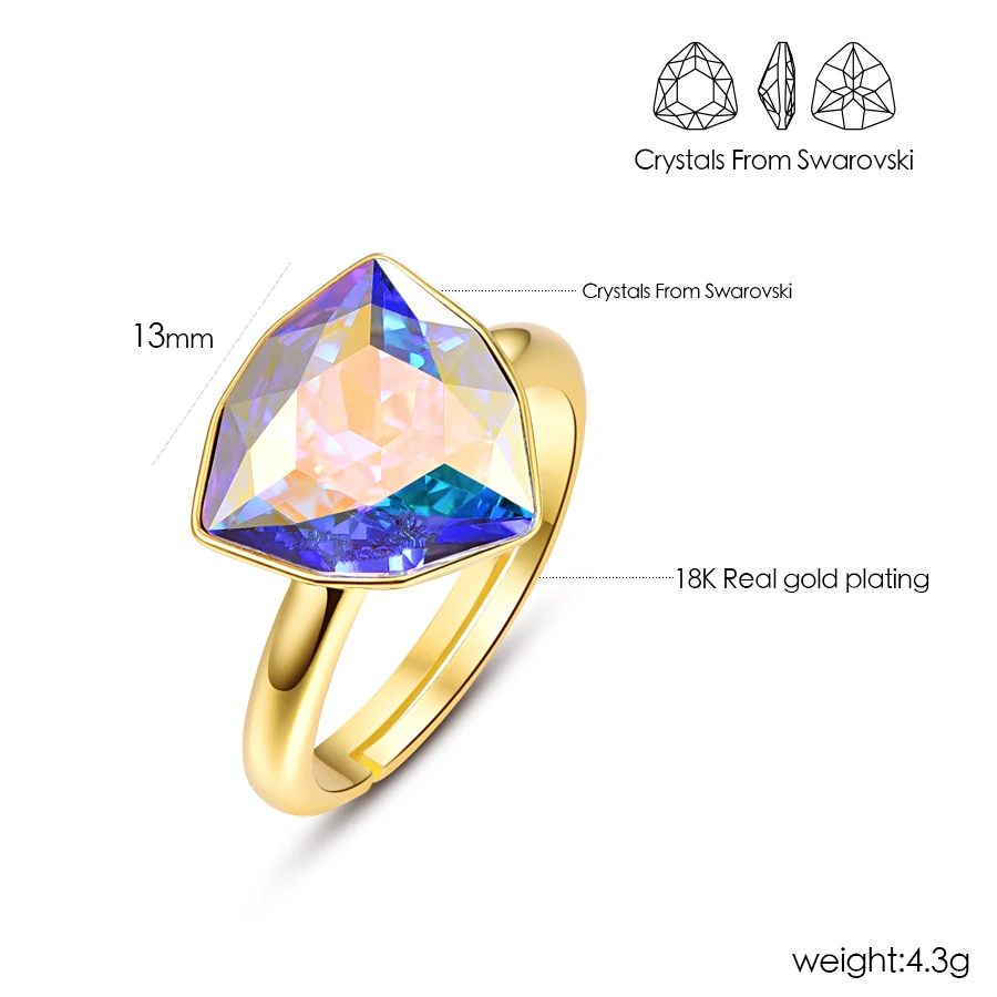 Открытые Кольца с кристаллами Сваровски для женщин роскошные элегантные кольца