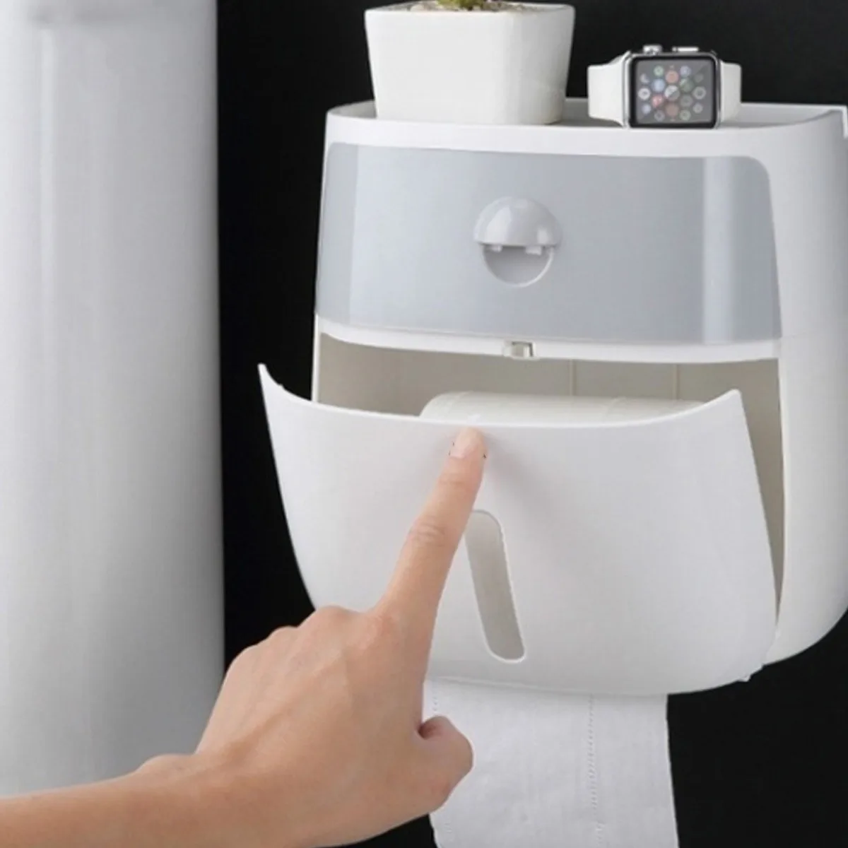 Bathroom Waterproof Tissue Box Plastic Toilet Paper Holder Wall Mounted Storage Box Double Layer Napkin Dispenser Organizer