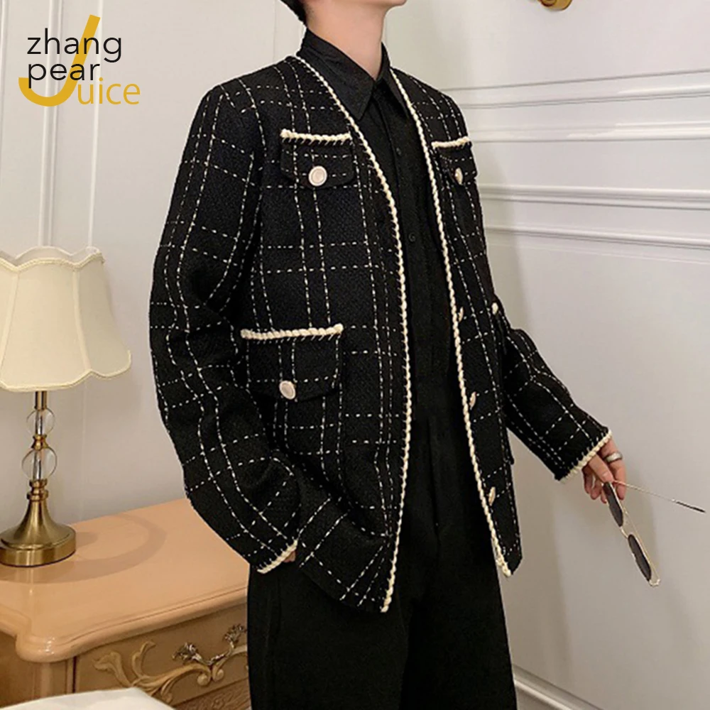 

Men Loose Plaid Blazer Jacket Male Women Masculino Streetwear Vintage Fashion Casual Suit Coat Outerwear Men