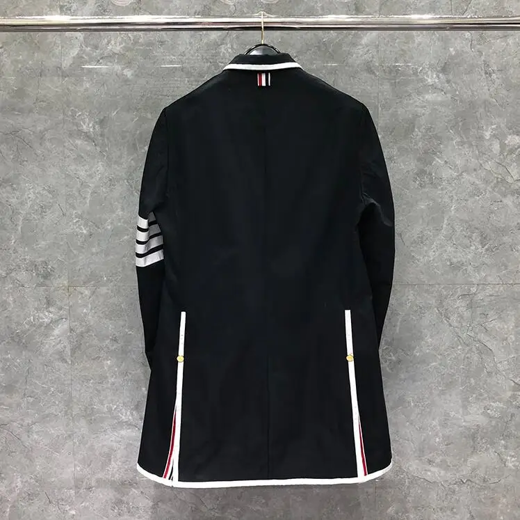 Модная брендовая ветровка TB THOM осенне-зимнее мужское длинное пальто с отложным