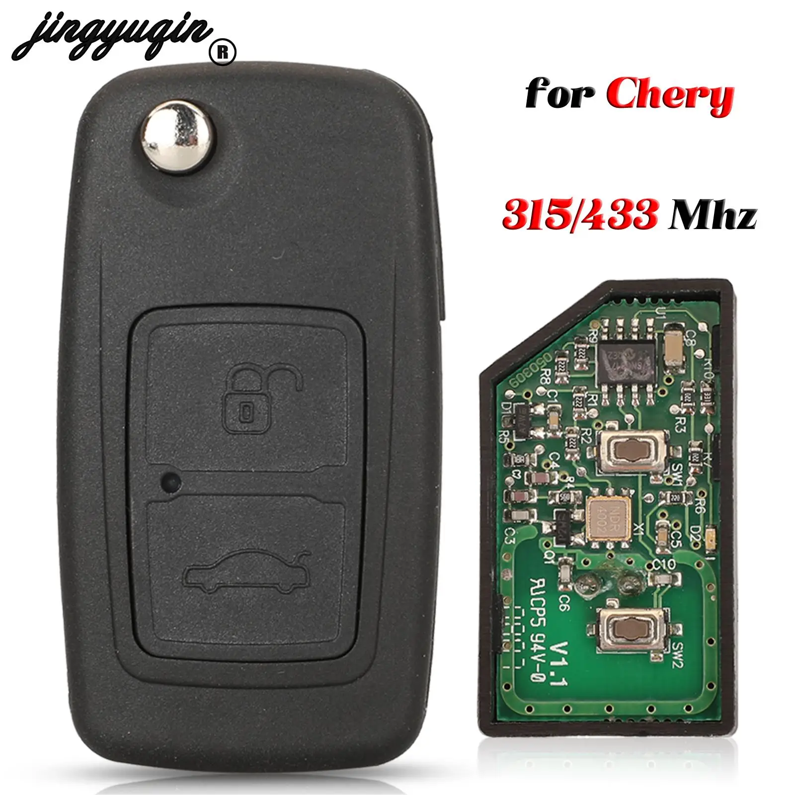 Jingyuqin 2 кнопки для Chery A3 A5 Tiggo модели Eastar Cowin Fob 315/433 МГц смарт-пульт дистанционного управления автомобильный ключ с лезвием 9CN