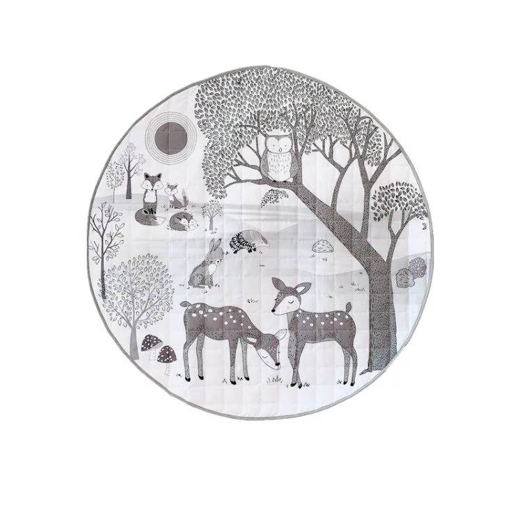 

Creative Forest Animals Design Baby Play Mat Round Carpet Cotton Newborn Playmat Newborn Infant Crawling blanket Kids Room Decor