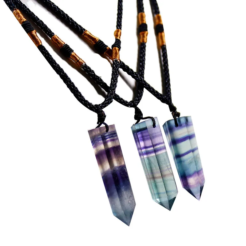 Подвеска из натуральных камней 1 шт. флюоритовая Хрустальная точек цветная