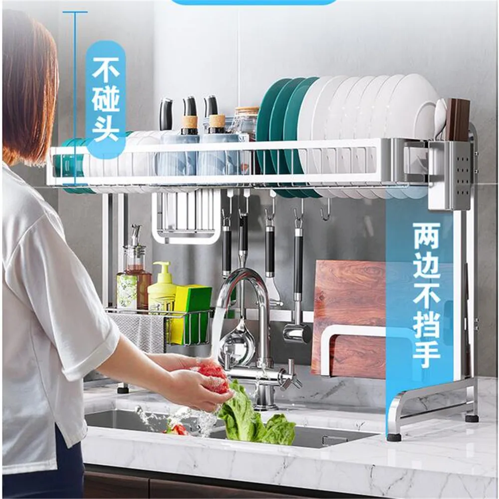 

High Quality Kitchen Organizer Dishes Holder Drain Rack Kitchen Sink Sponge Organizer Rack Strong Bearing Dish Drying Rack