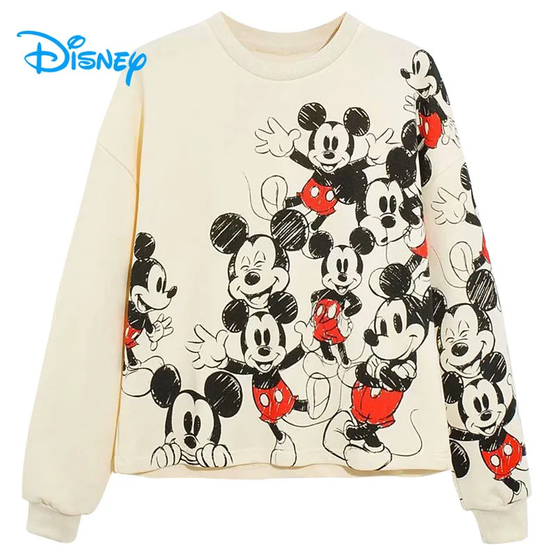 

Disney Mickey Mouse Sweatshirt Women Vintage Cartoon O-Neck Long Sleeve Pullover Fashion Harajuku Streetwear Female Casual Tops