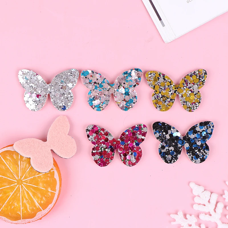 

10pcs Sequins Butterfly Padded For DIY Clip Decoration Glitter Baby Girls Hair Accessories