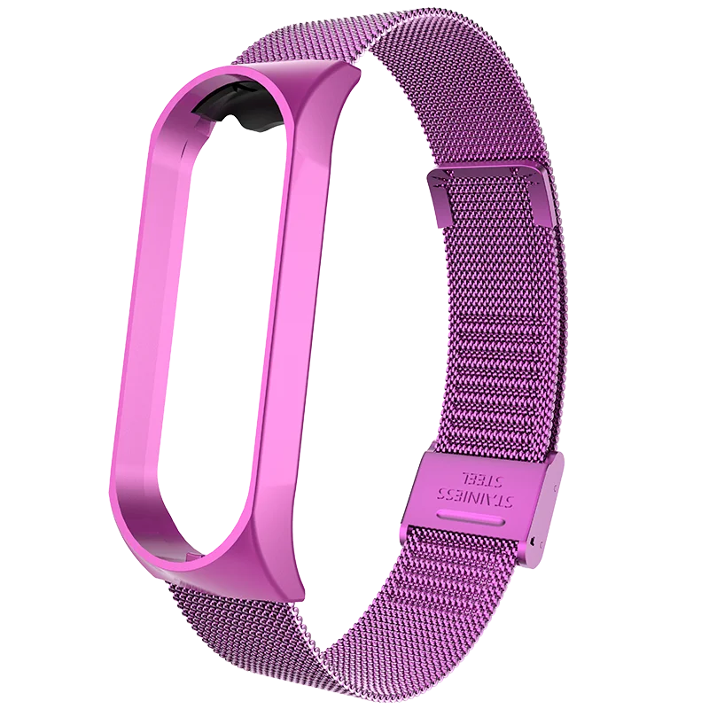 Purple Пряжка металлический ремешок браслет для Xiaomi mi 4/3 ремешок для mi Band 4/3 ремешок из нержавеющей стали mi Band 4/3 наручный ремень - Цвет: Purple
