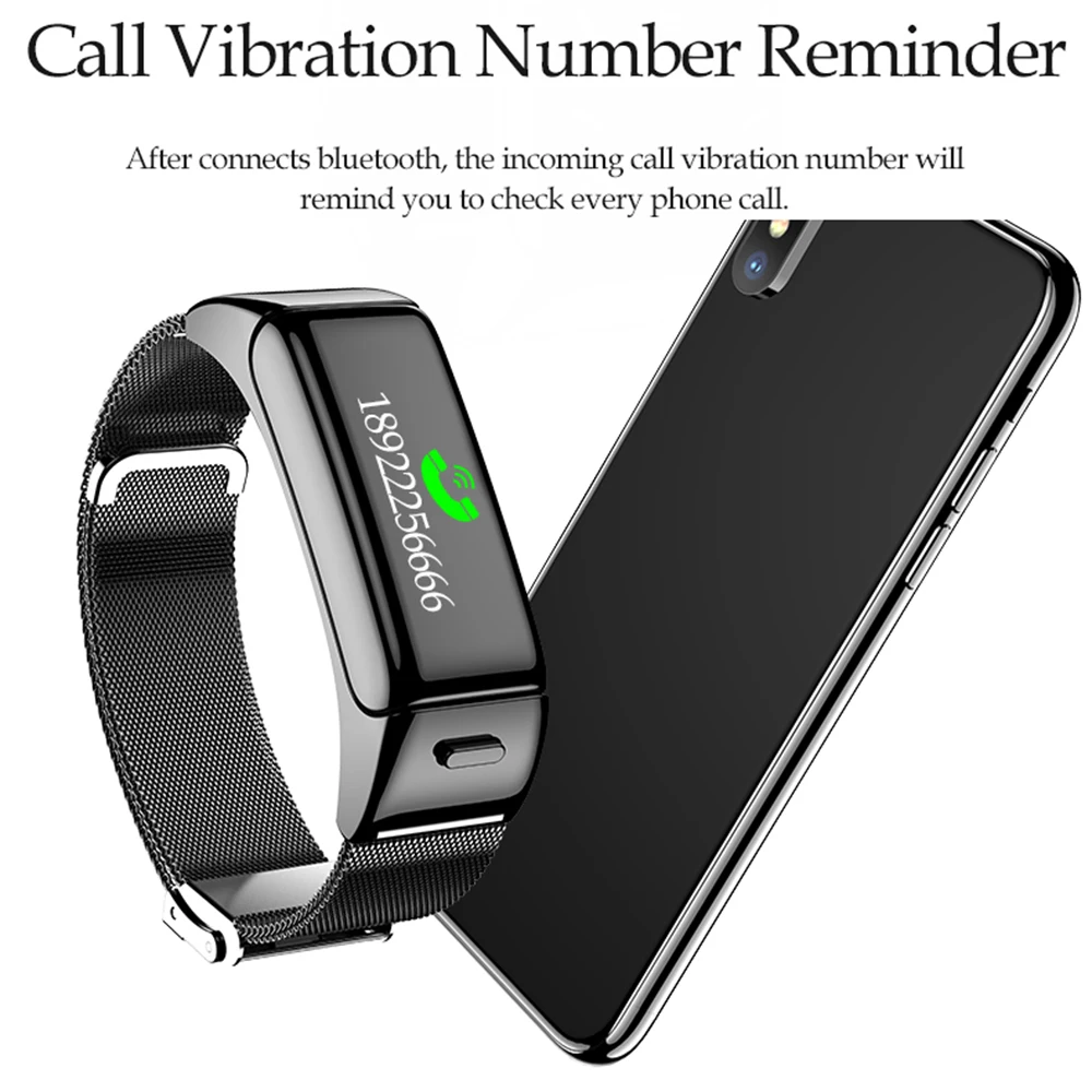 B6 Bluetooth наушники гарнитура с микрофоном смарт-браслет Водонепроницаемый