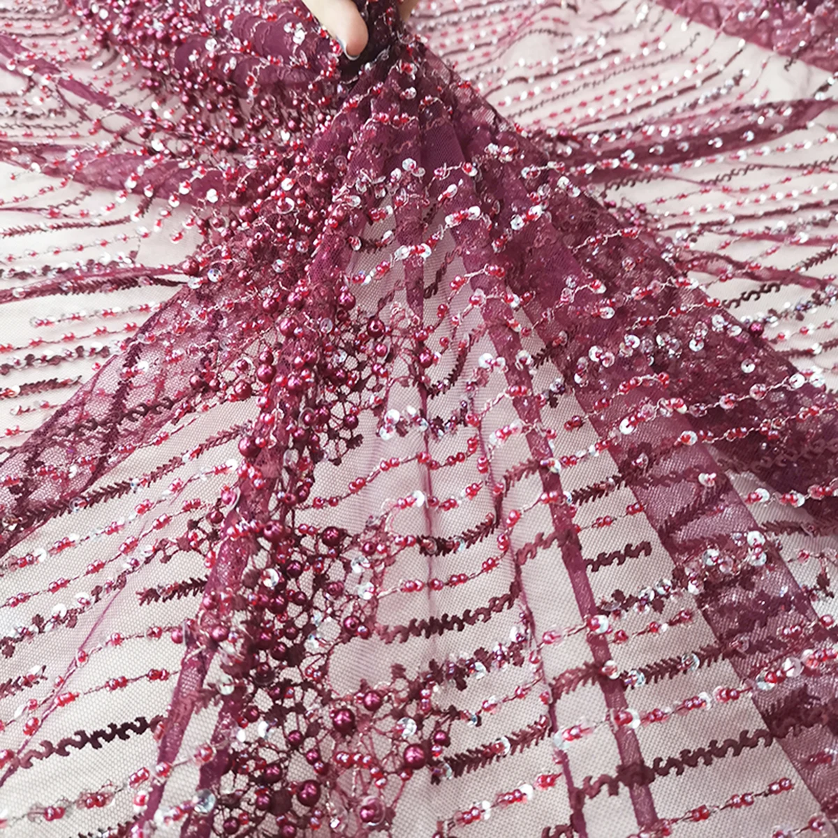 Африканский Изумрудный зеленый Вышитый свадебный Тюль Тяжелая ручная работа из