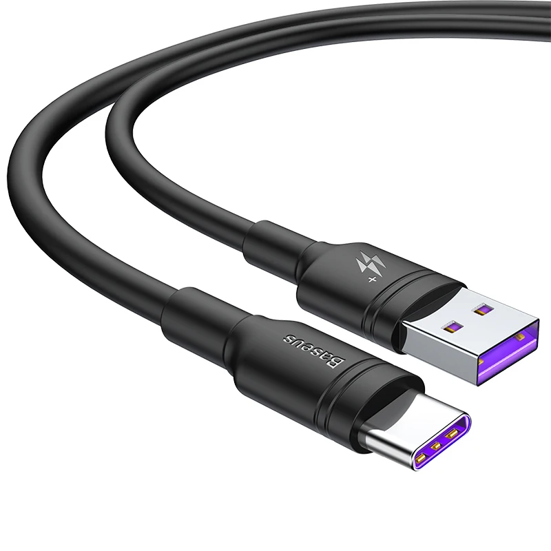 Black Type C Cable Basus 5A usb type C кабель для huawei P30 mate 30 Pro Supercharge Quick Charge 3,0 Быстрая зарядка для Xiaomi 9 USB-C провод зарядного устройства - Цвет: Black Type C Cable