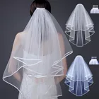 Новый модный стиль 0,8 м Короткая секция красивая и просторная двухслойная белая или бежевая Фата для свадебвечерние НКИ с расческой