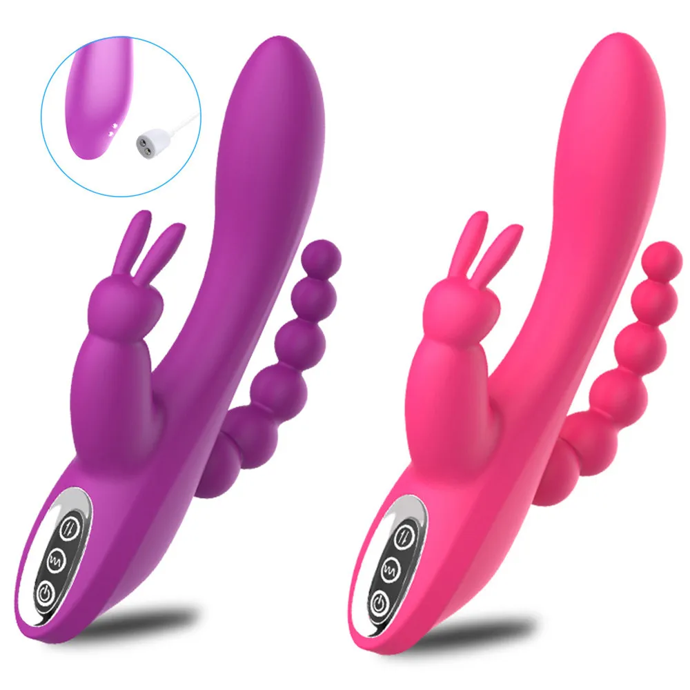 3 в 1 фаллоимитатор G Spot кролик вибратор водонепроницаемый USB Магнитный