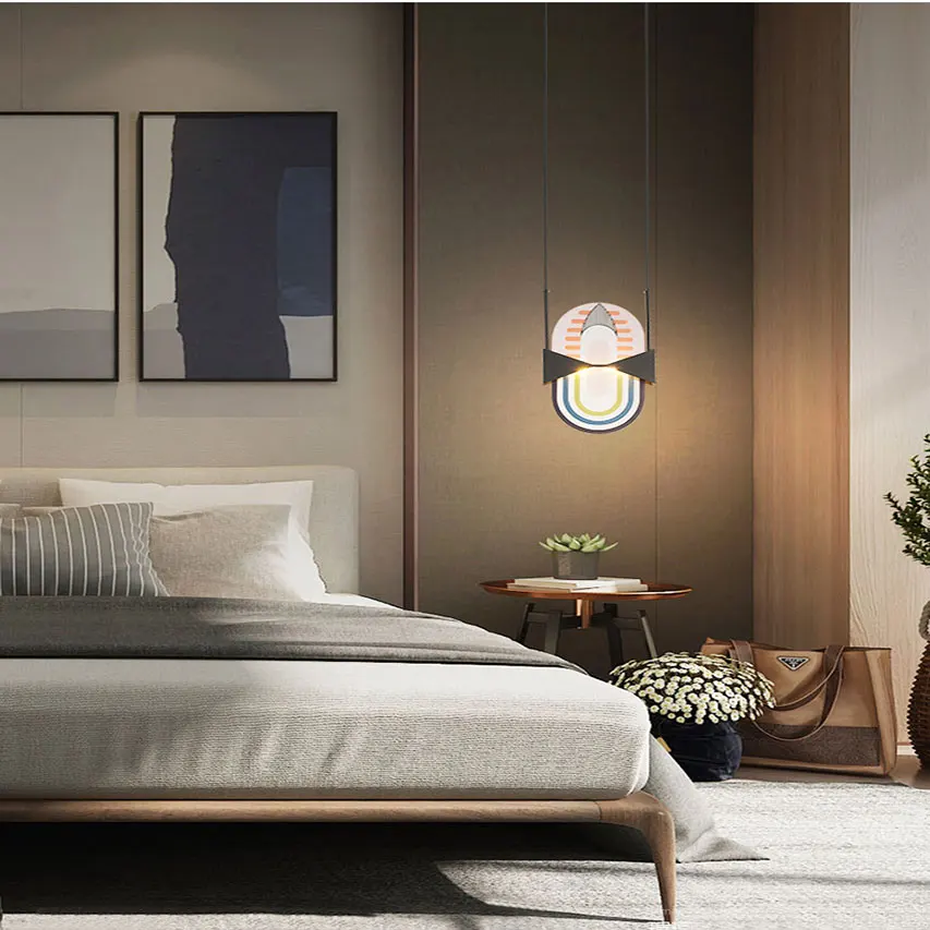

Modern Art Stained Glass Led Pendant Lights, Dining Room Lamps, Stylish Bedroom Bedside Lamps, Bar Hotel Interior Lighting