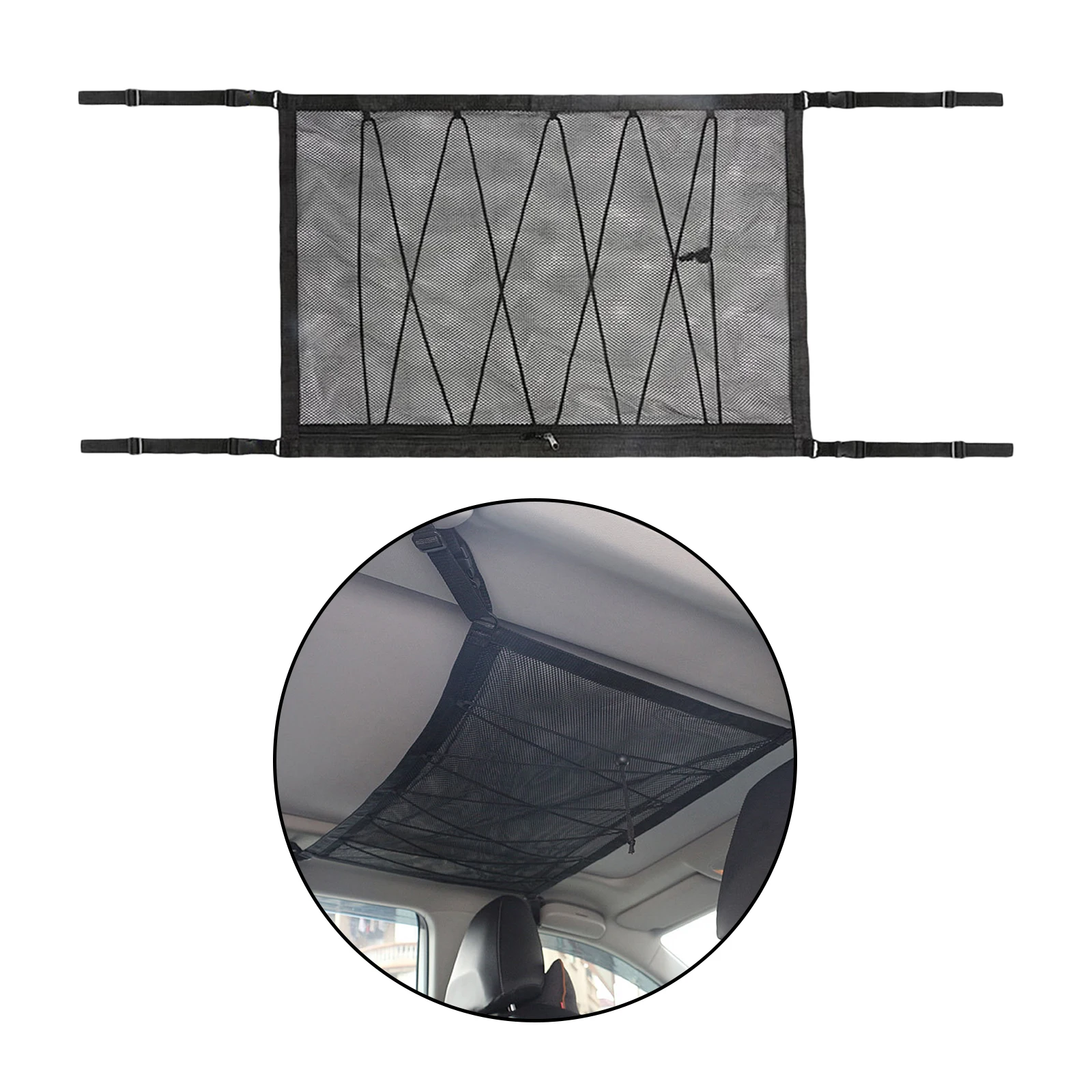 

Car Ceiling Mesh Zipper Universal Cargo Bag Car Roof Interior Cargo Net Bag