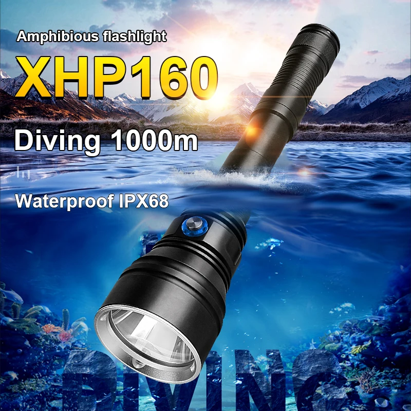

Фонафонарь для дайвинга XHP160, водонепроницаемый, перезаряжаемый, IPX8, 18650