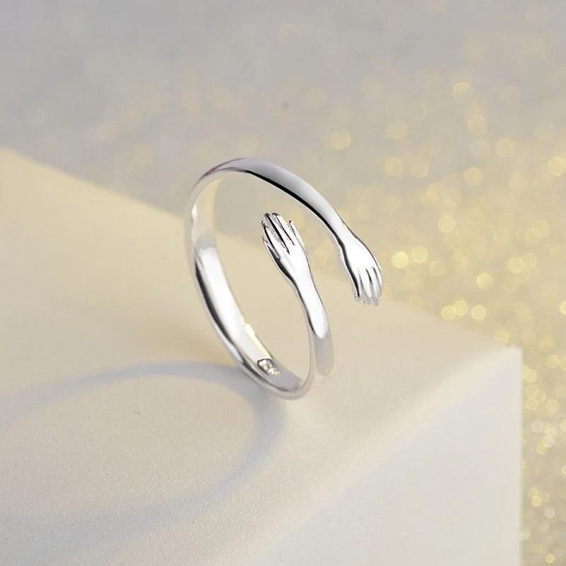 Модное теплое кольцо в форме руки простое с манжетами Love Hug Открытое для пары