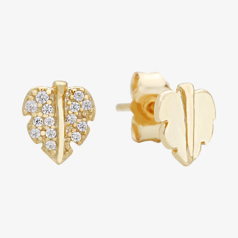 

925 Sterling Silver Pan Earring Fashion Glittering Gold Leaf Earrings For Women Wedding Gift Fashion Jewelry