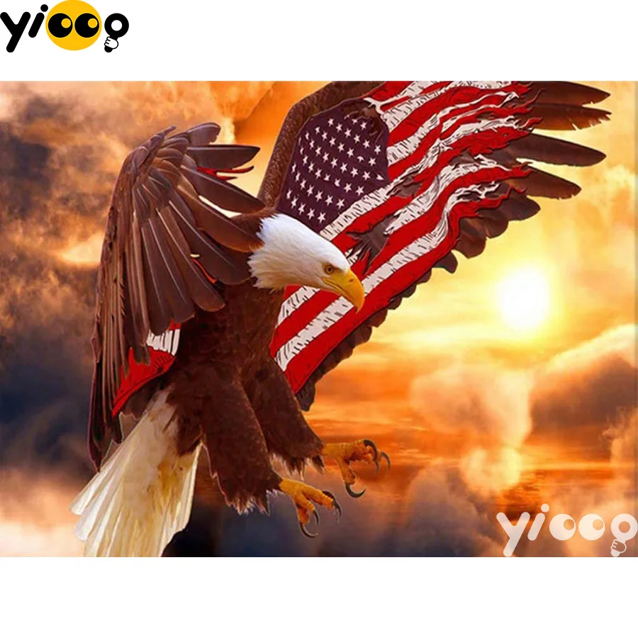 

Full Square/Round drill diamond Painting American Flag Eagle 5D DIY diamond embroidery mosaic Decoration painting BX0636
