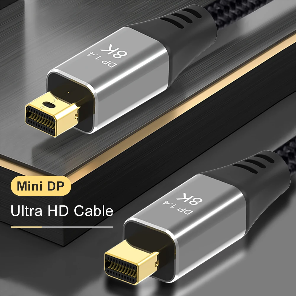 

8K Mini DP to Mini DP Cable 2M DisplayPort 1.4 8K@60Hz 4K@120Hz with Mini DP Female to DP Male Connector MiniDP to DP for laptop