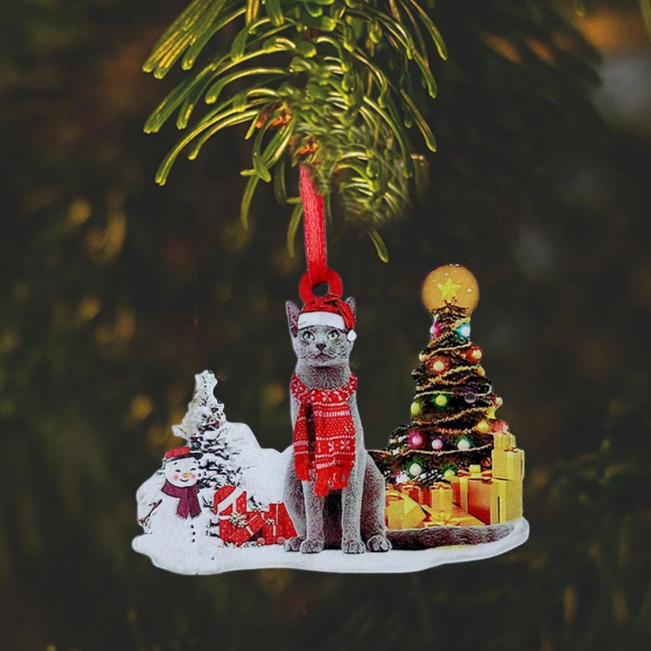 

1pc Wooden Christmas Hanging Ornaments Dog Cat Xmas Tree Pendants Kids Gift Diy Wood Crafts Christmas Party Decoration