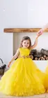Бальное платье из фатина ярко-желтого цвета Verngo, платья принцессы с цветами для девочек для свадебной вечеринки, многоярусная юбка, наряды до пола для конкурса