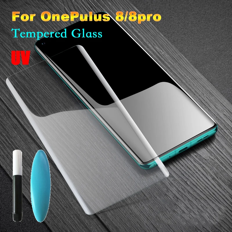 Жидкое УФ стекло с полным покрытием клея для OnePlus 7 7T 8 pro матовое Защитное экрана one