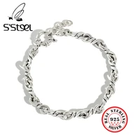 ssteel 925 sterling silver bracelets for women men pulseras mujer moda 2021 plata punk vintga pulseira bijoux argent jewelry