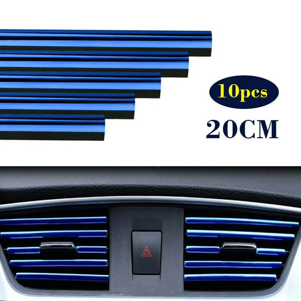 

Air Outlet Decoration Bright Strip Auto Blue Strip Trim 10pcs Air Conditioner