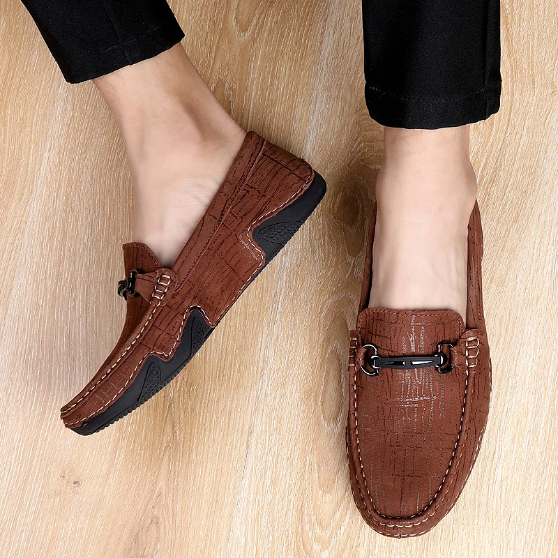 

Mens Loafers Casual Slip-on Driving Shoes for men outdoor Breathable Flat Moccasins Comfortable Genuine Leather Footwear