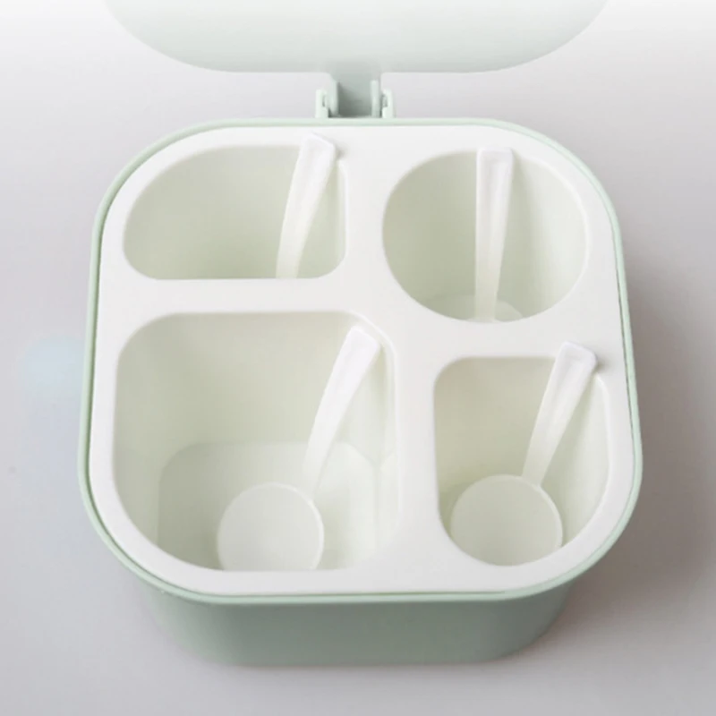 

Simple divided grid seasoning box kitchen seasoning box with handle seasoning pot pepper box
