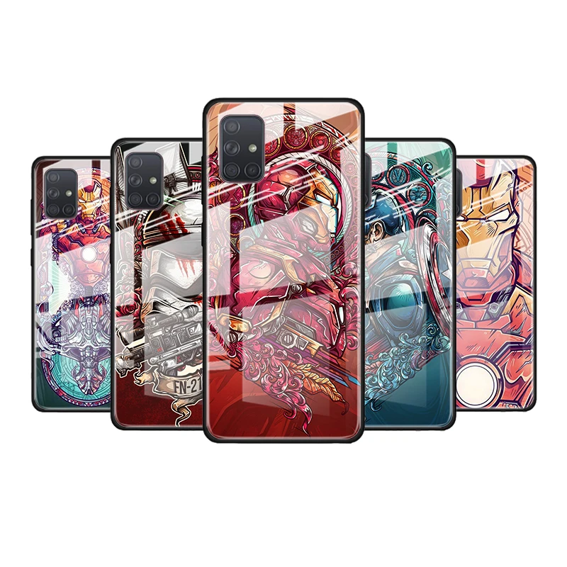 

Captain America Iron Man for Samsung Galaxy S21 Ultra A71 A51 4G 5G A91 A81 A41 A31 A21 A11 A01 Tempered Glass Phone Case