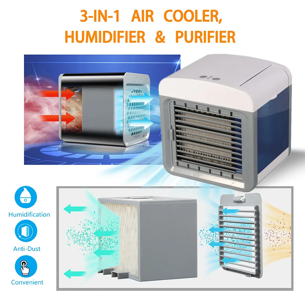 Mini Portable Air Conditioner Humidifier Cooler Fan Cooling USB Charging Conditioning Desktop For Room Home |