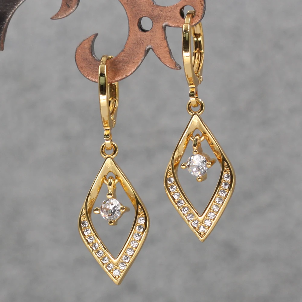 Роскошные длинные висячие серьги для женщин Золотой Цвет лист Форма с Круглый