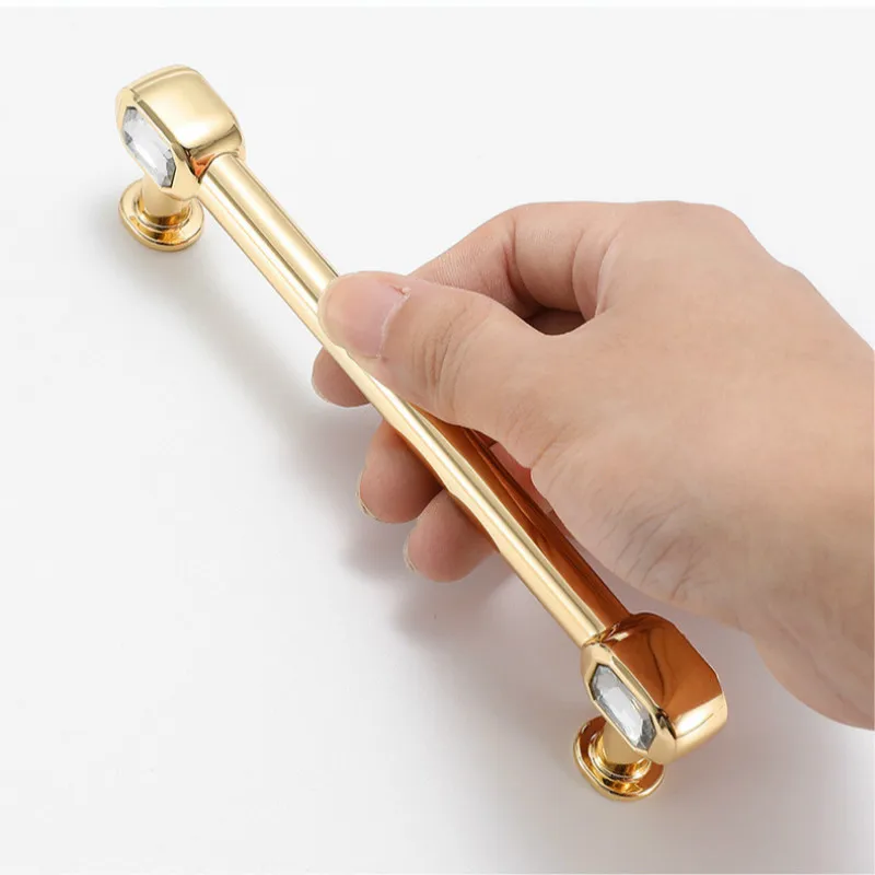 JD Gold Diamond Shape Design Crystal Glass Knobs Cupboard Drawer Pull Kitchen Cabinet Door Wardrobe Handles Hardware | Обустройство