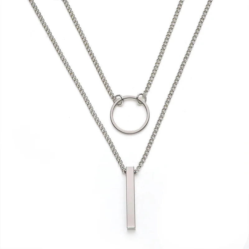 

CH-614 Double layered necklace female tide simple design sense clavicle chain net celebrity ins neck chain