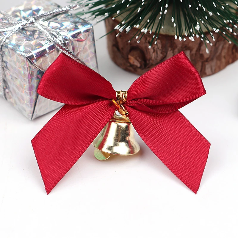 

10pcs Delicate Bowknot Bells Christmas Gift Bows With Small Bells DIY Bows Craft Tree Decoration Christmas Bow Tie