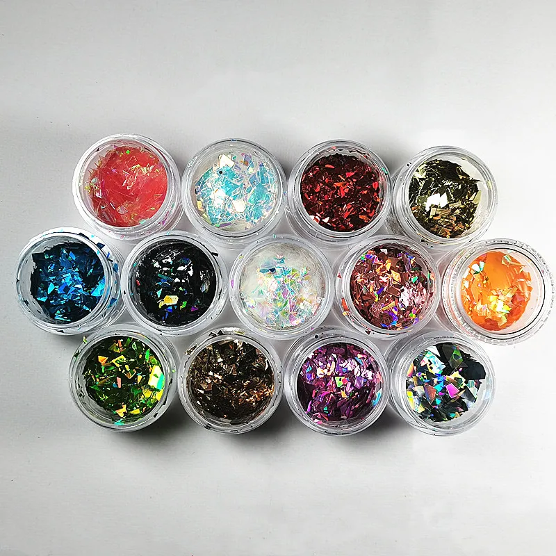 

1box Holographic AB Nail Glitter Flakes Shell Sparkly Sequins Irregular Paillette DIY Gel Polish Manicure Nail Art Decorations