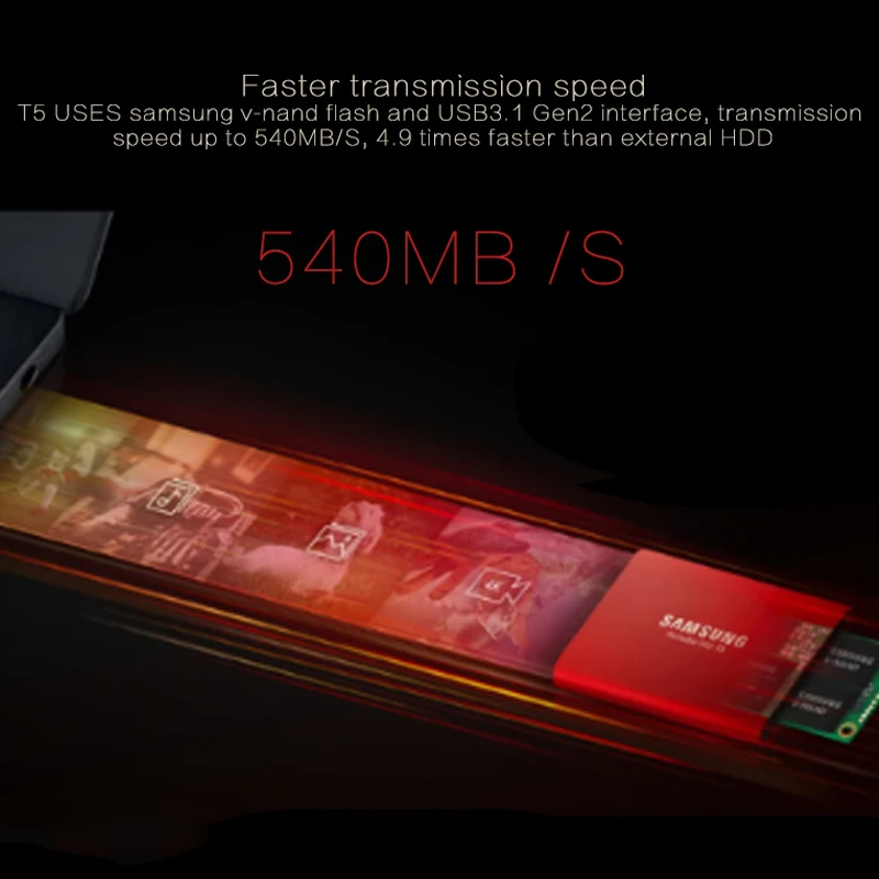 Samsung T5 Портативный SSD 250 ГБ 500 1 ТБ твердотельных дисков жесткий диск externo размеры