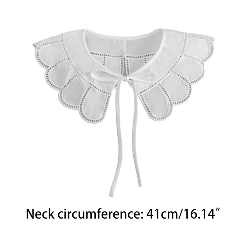 

Women Lace-Up Bowknot False Fake Collar Hollow Out Jacquard Petal Big Shawl Wrap Decorative Necklace Cotton Capelet K3NF