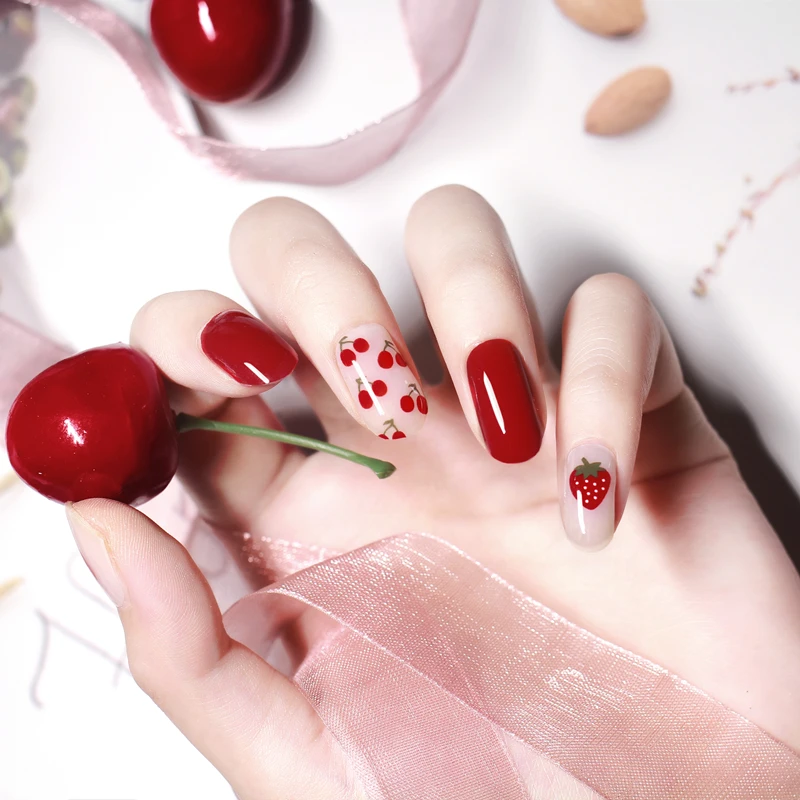 

20 шт./компл. цвет красного вина бордовый наклейки на ногти полный водонепроницаемый нетоксичный Дизайн ногтей Водные Наклейки Гвозди перед...