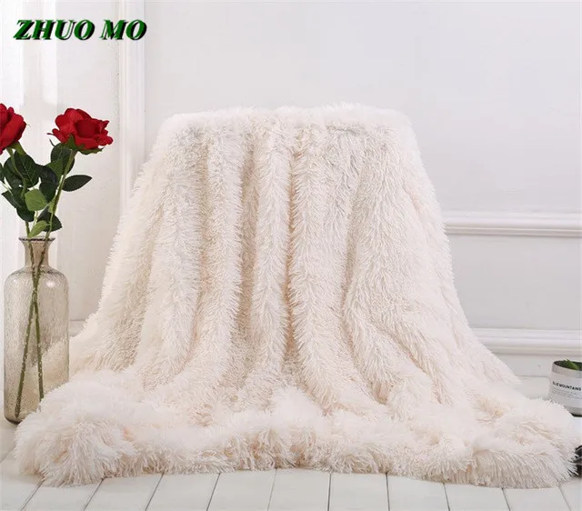 

ZHUO MO 2019 New Arrival Elegant Throw Blanket For Bed Sofa Large Size 160*200cm Long Shaggy for home Soft Warm Bedding Sheet