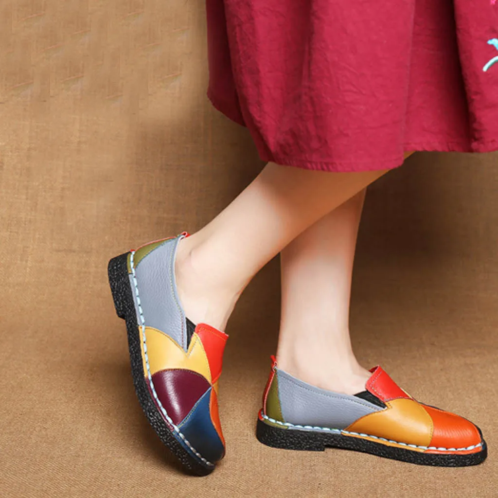 Женские мокасины на плоской подошве лоферы из натуральной кожи Балетки без