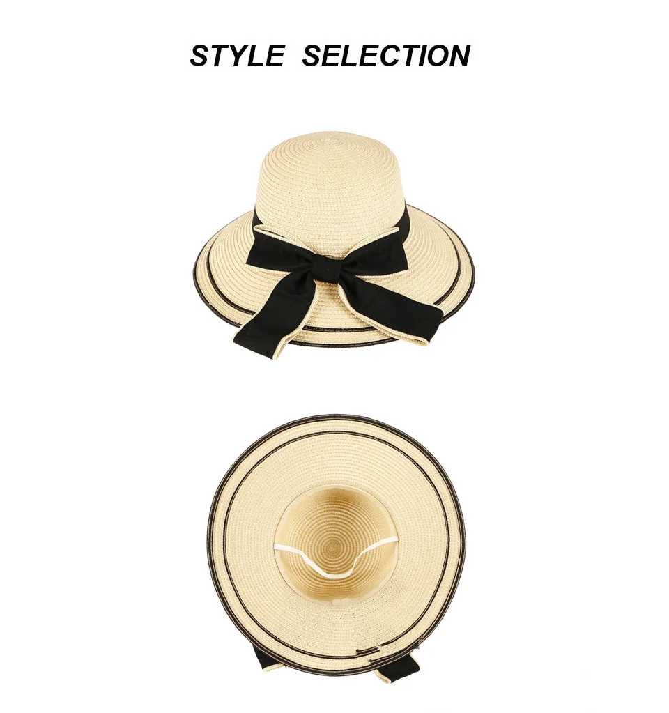 Шляпа женская с большими полями складная пляжная соломенная шляпа от солнца
