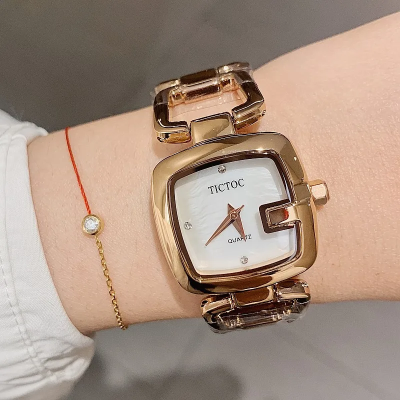 2021 Luxury Watches Women Japan Quartz Simple Square Dial Classic Women Watches Elegent Stainless Steel Rose Gold Wrist Watch