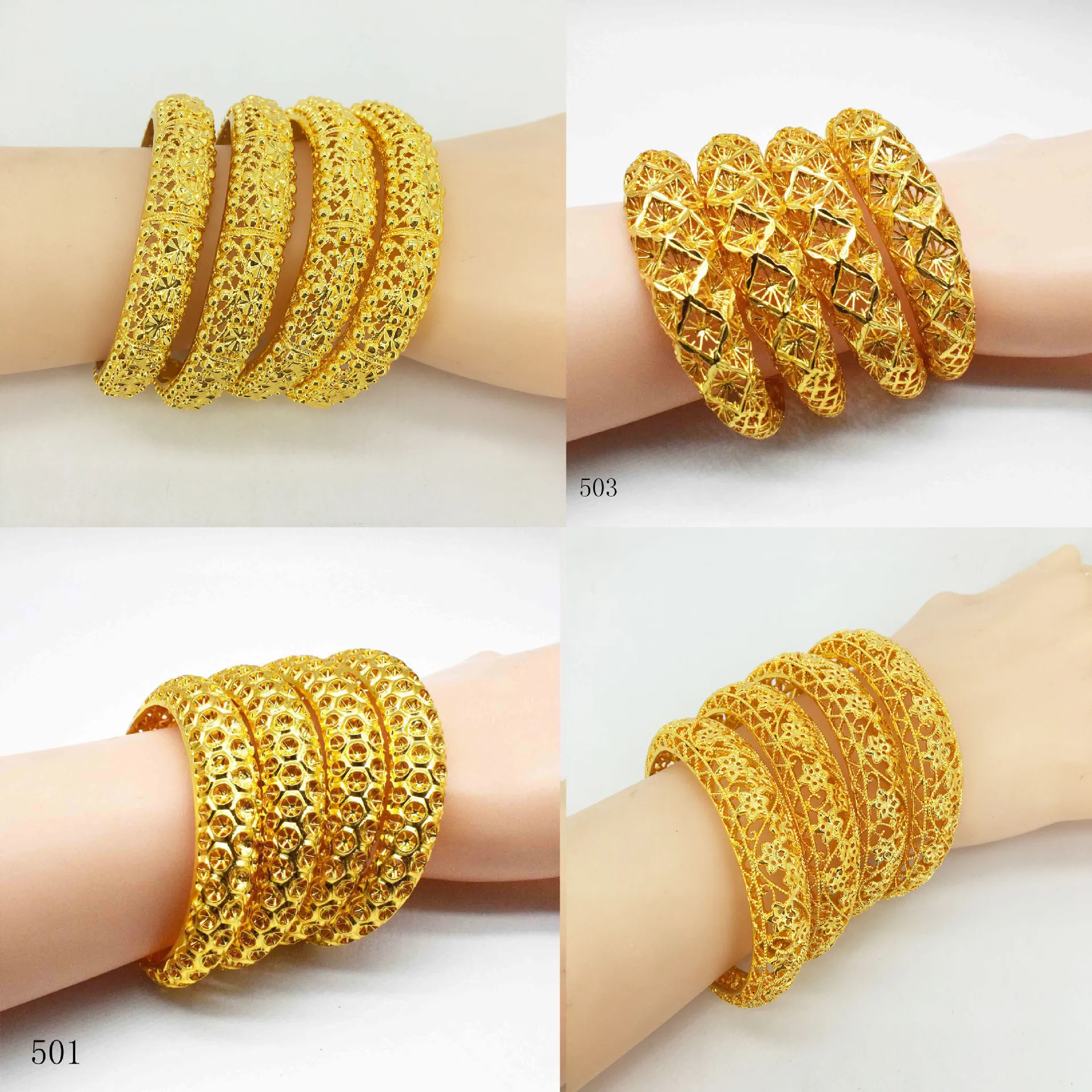 

24k Yellow Gold Plated Hollow Carving Bracelet for Women Bride Wedding Engagement Gold Jewelry Bracelets Bangles Gift Not Fade