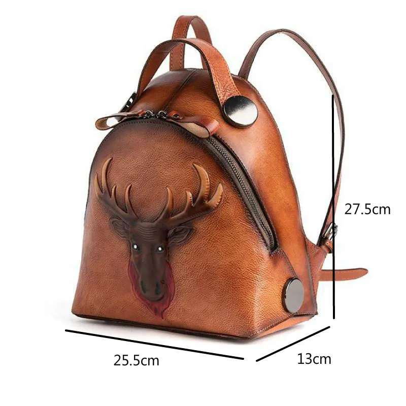 

Bestform Retro Embossed Genuine Leather Bagpack Women Bag 2021 New Leisure Handmade First Layer Cowhide High Quality Backpack