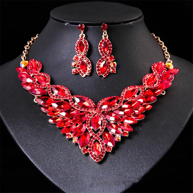 Роскошное ожерелье с большими крыльями серьги в комплекте свадебные ювелирные