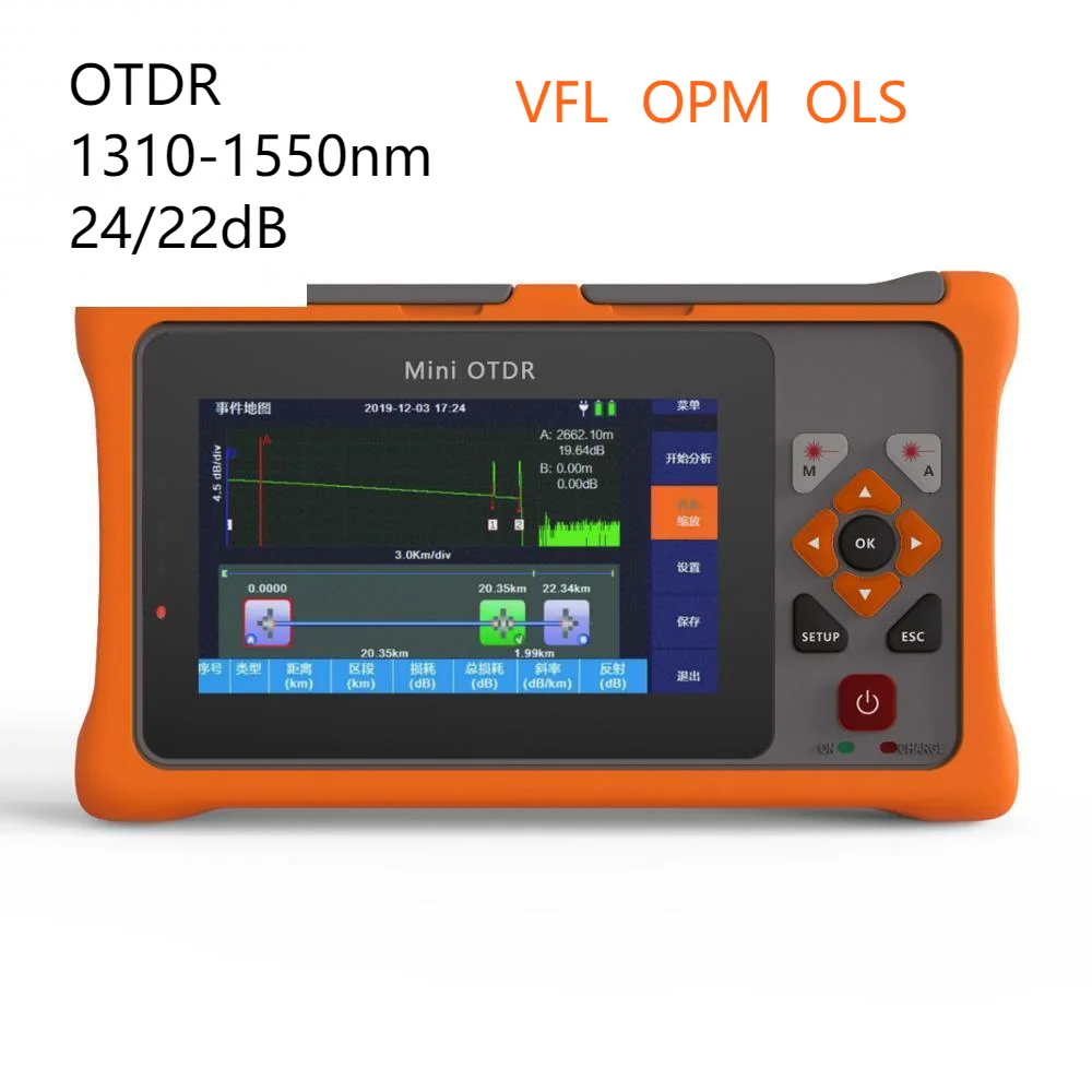 

Волоконно-оптический рефлектометр MINI OTDR 1310 нм VFL OLS OPM 24/22дб, сенсорный экран, карта событий, Ethernet-кабель, тестер, оборудование